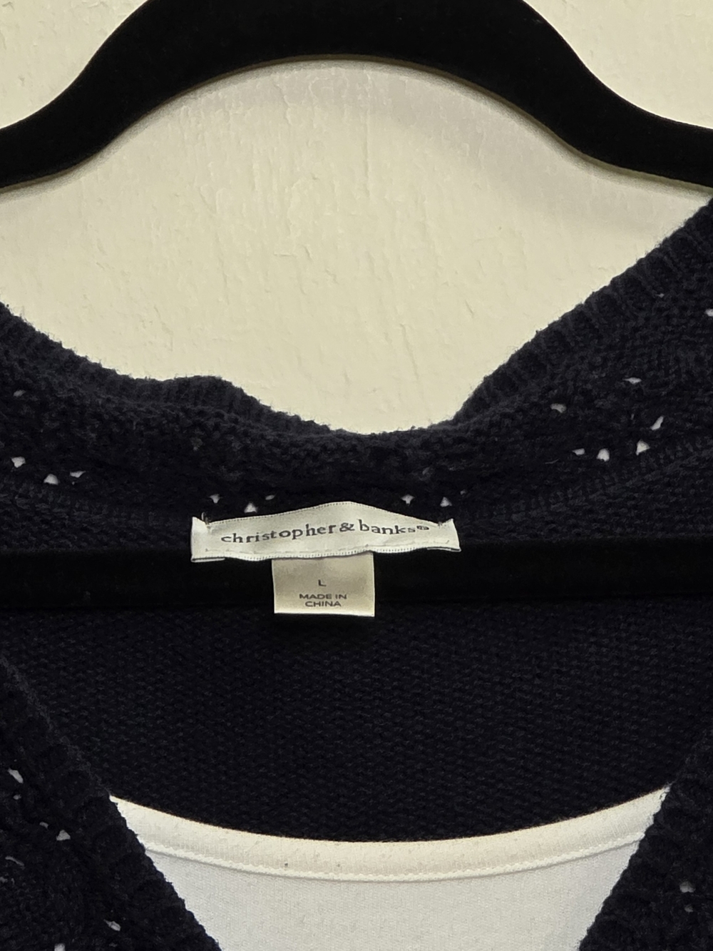 Christopher & Banks Navy Knit Top - Picture 3 of 3
